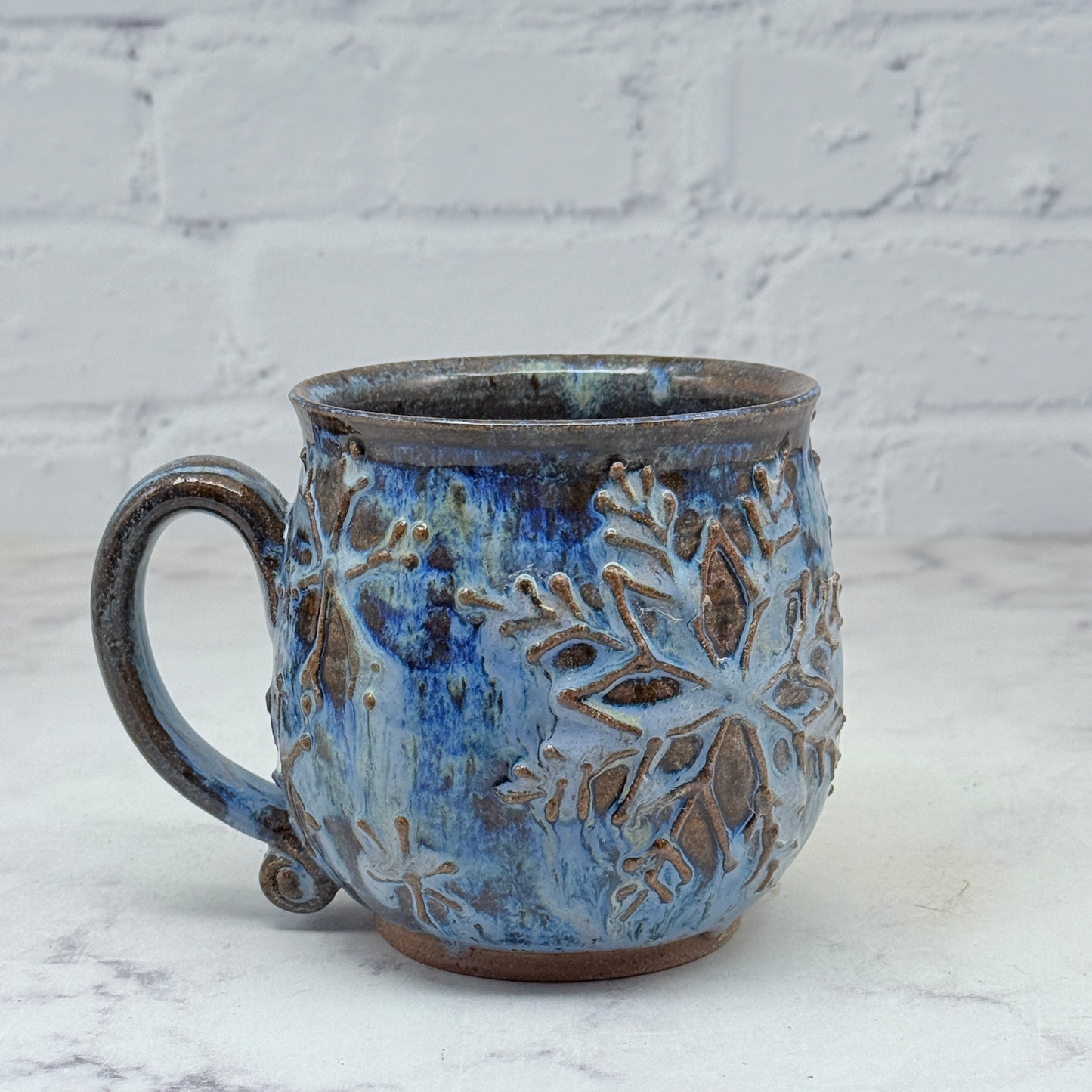 Blue with Raised Snowflakes Mug 1