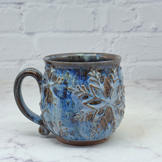 Blue with Raised Snowflakes Mug 1