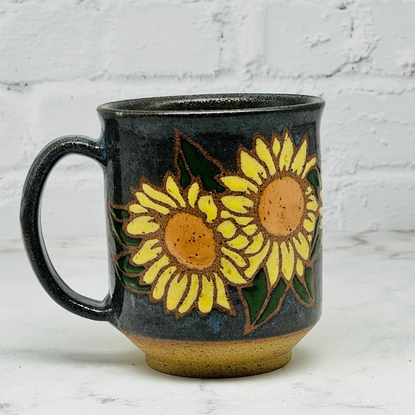 Blue with Sunflowers Mug 3