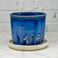 Blue with Floral Design Planter
