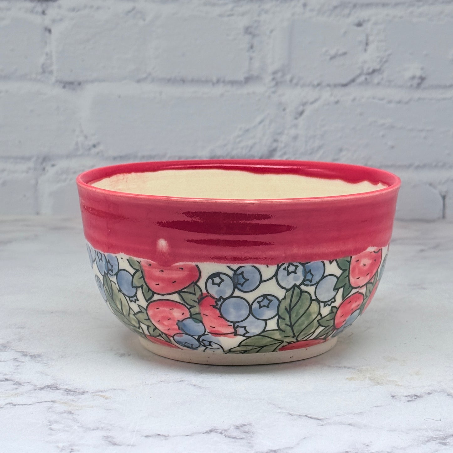 Red with Fruit Medium Bowl 1