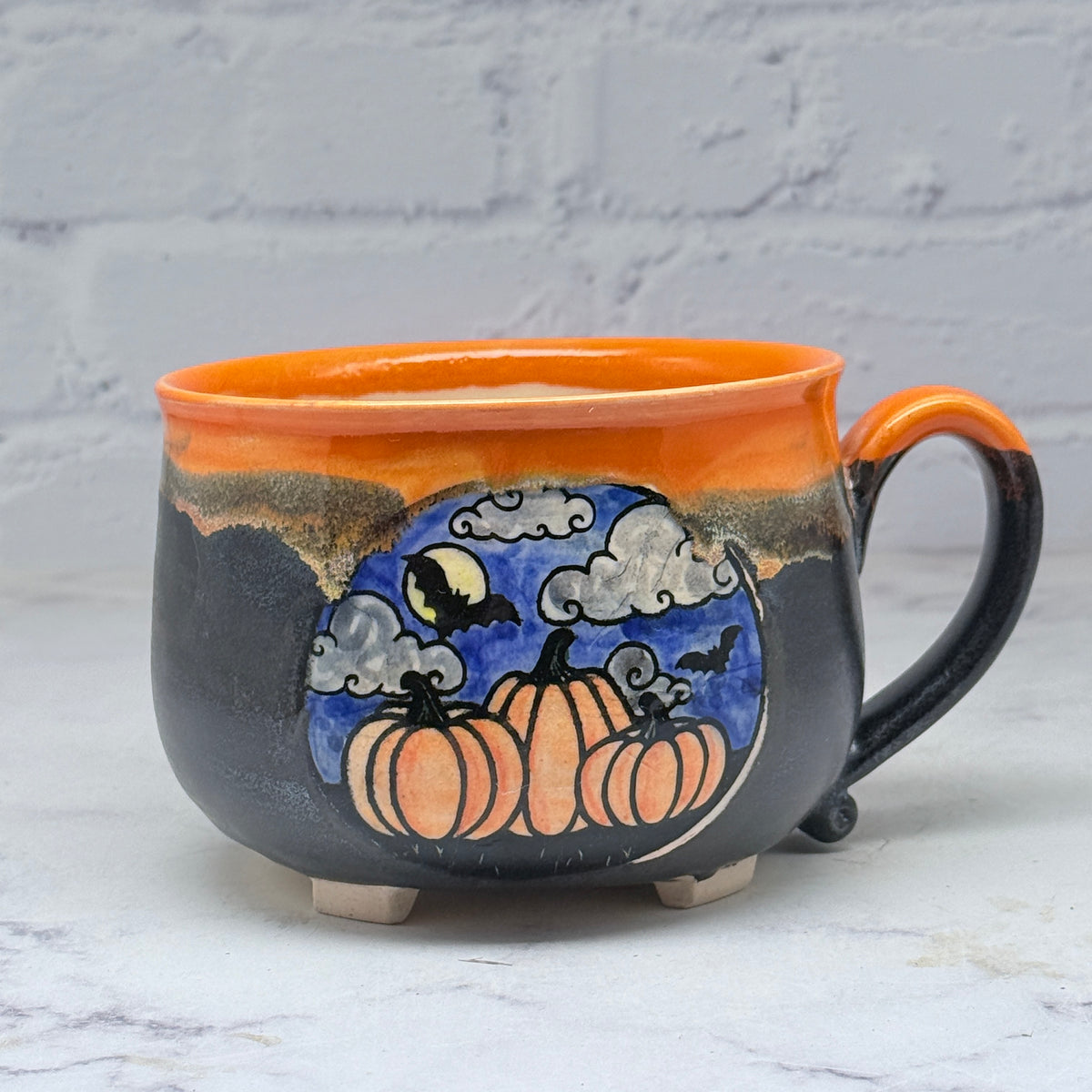 Orange with Pumpkins Cauldron Cafe Mug 1