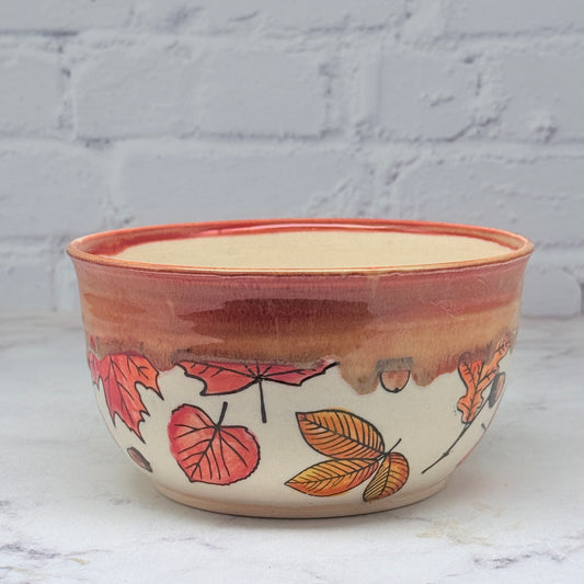 Orange with Leaves Medium Bowl 1