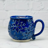 Colbalt Blue Raised Snowflakes Mug 1