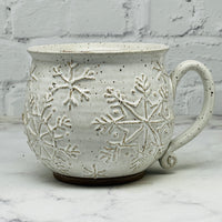 White Raised Snowflakes Cafe Mug 4