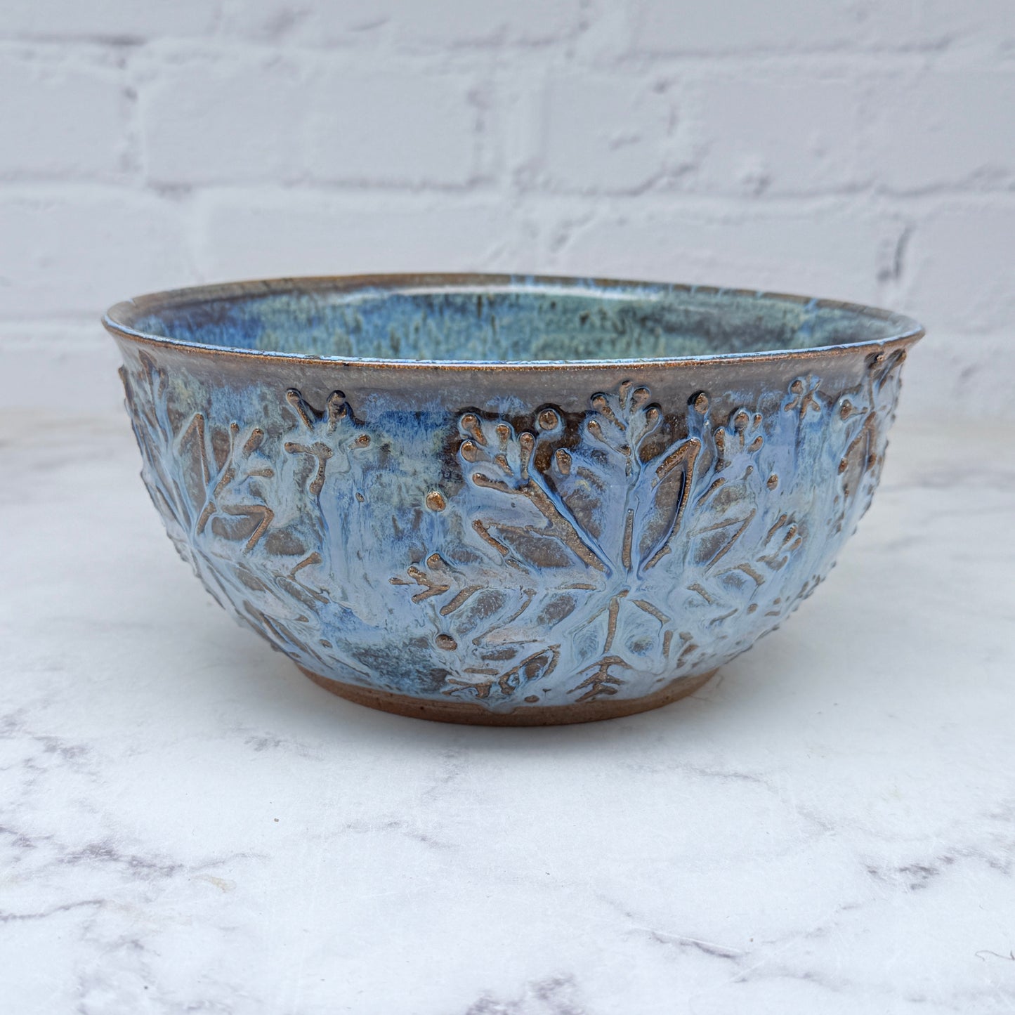 Blue with Raised Snowflakes Large Bowl