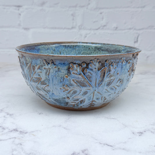 Blue with Raised Snowflakes Large Bowl