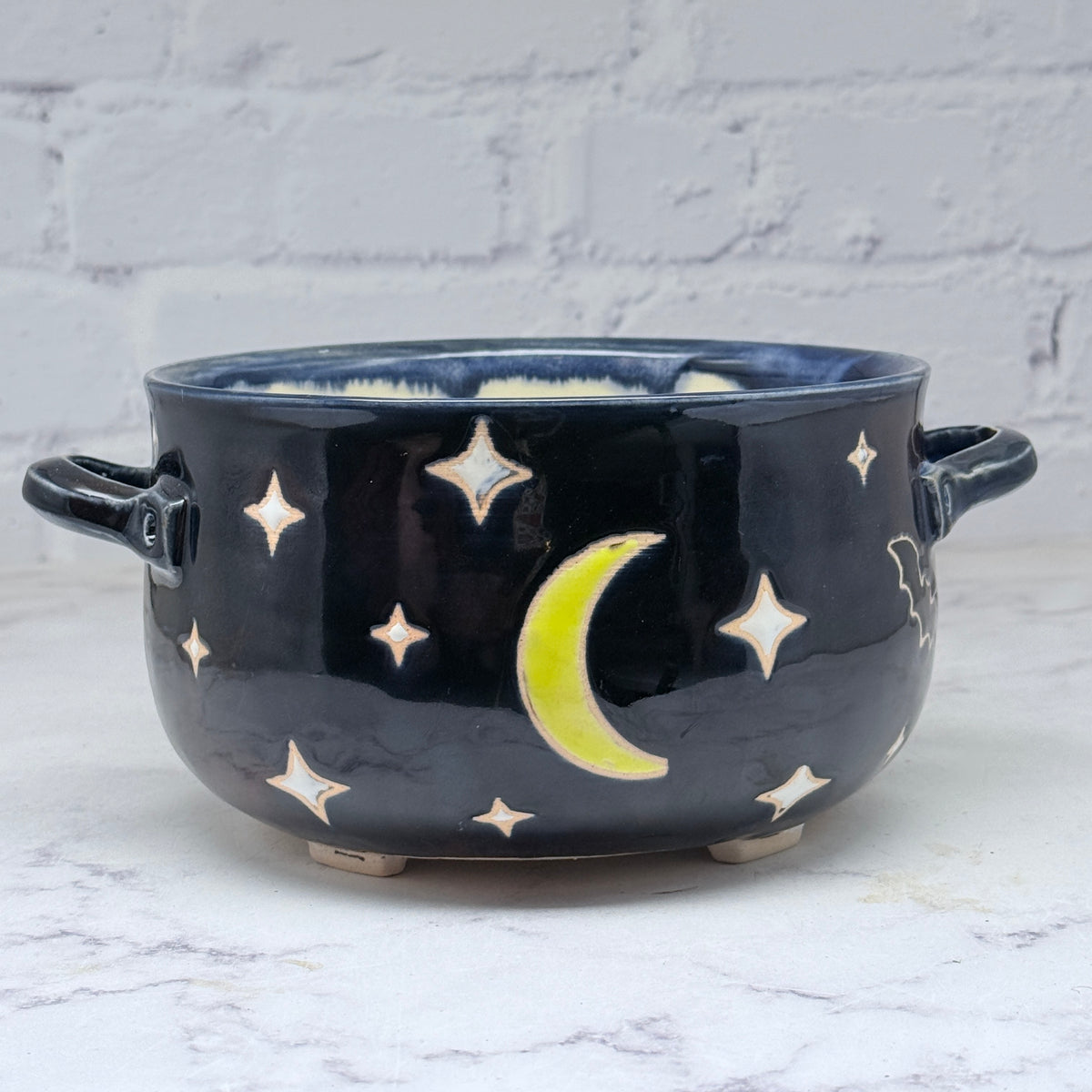 Black with Bats Cauldron Bowl