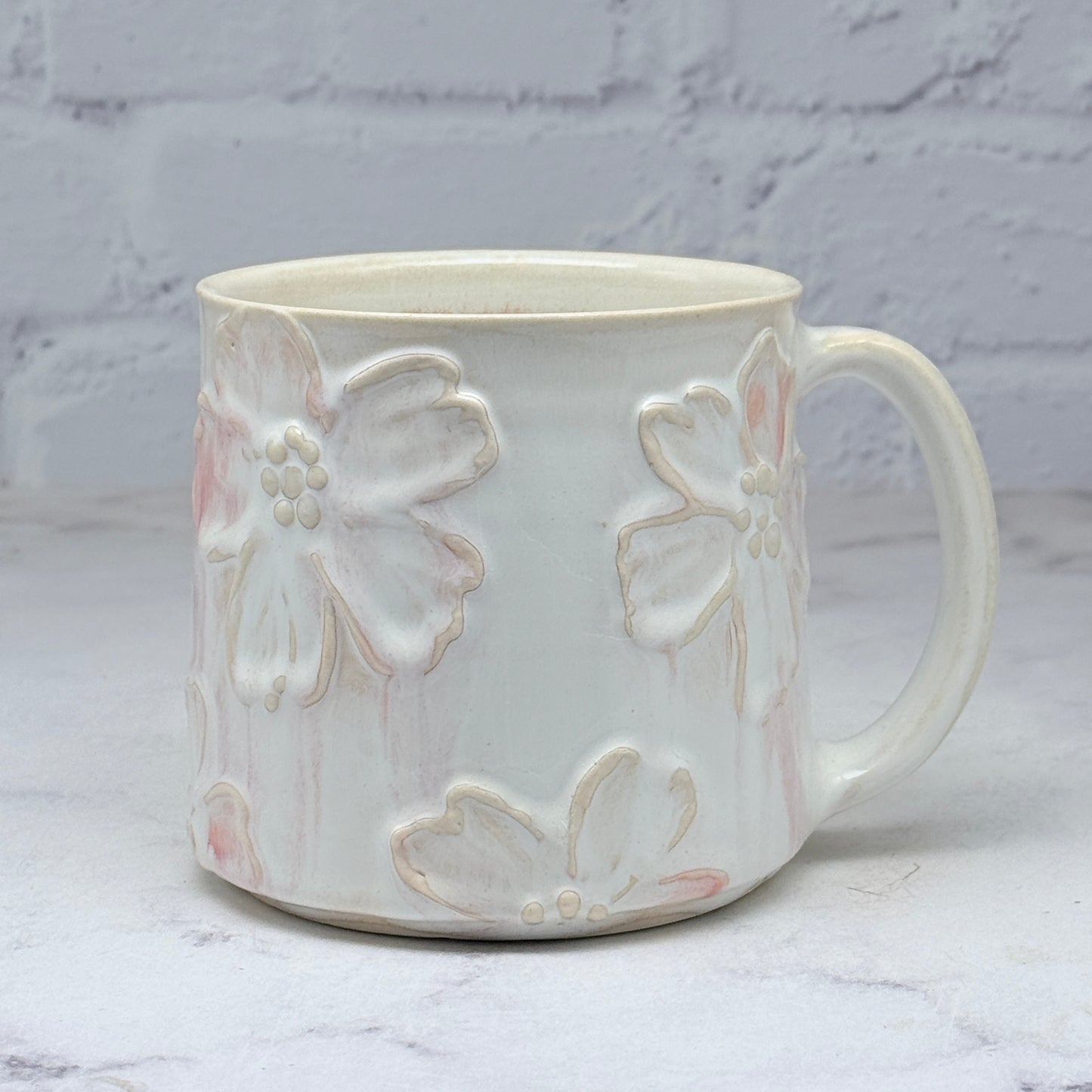 Pink with Raised Flowers Mug 2