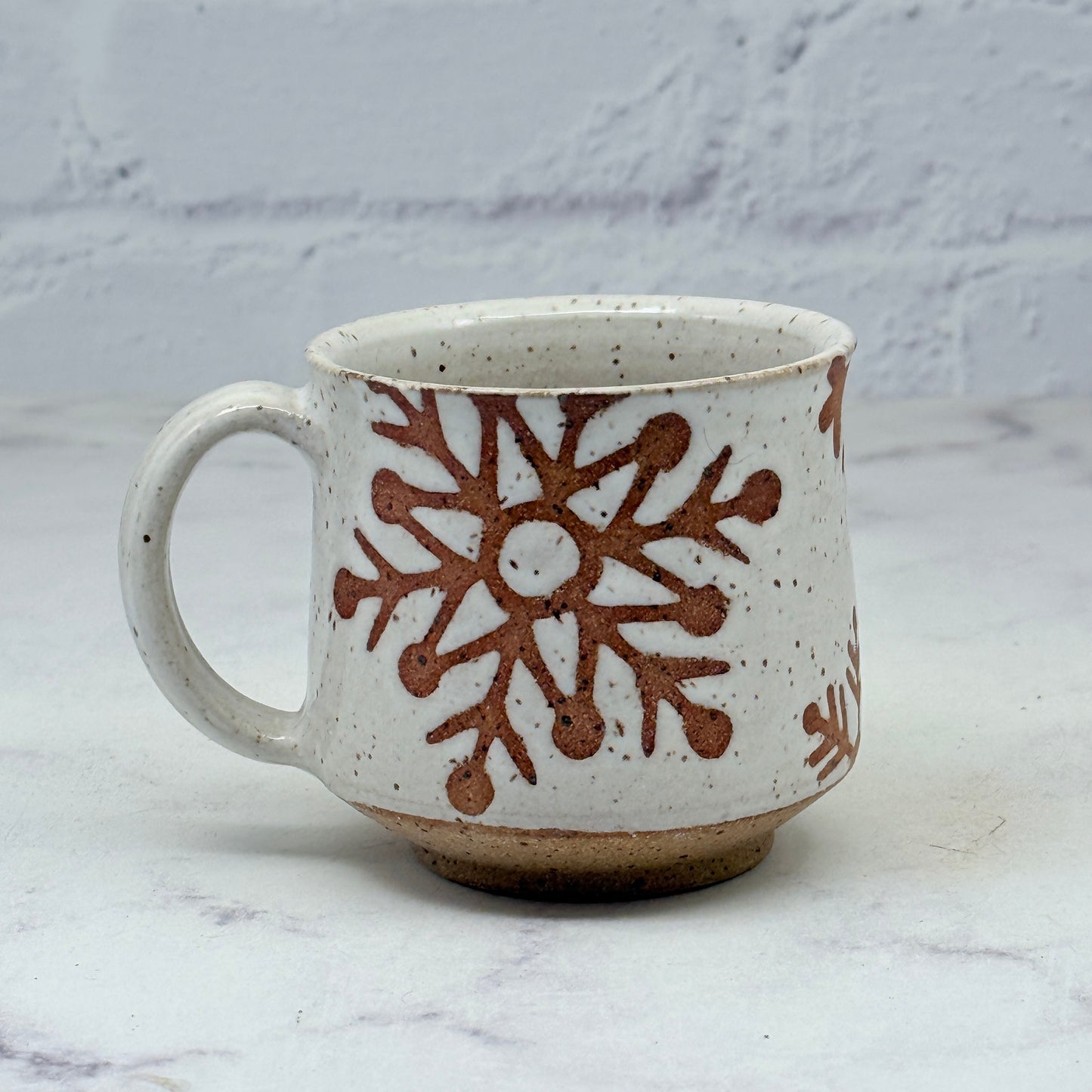 Speckled White with Snowflakes Teacup 3