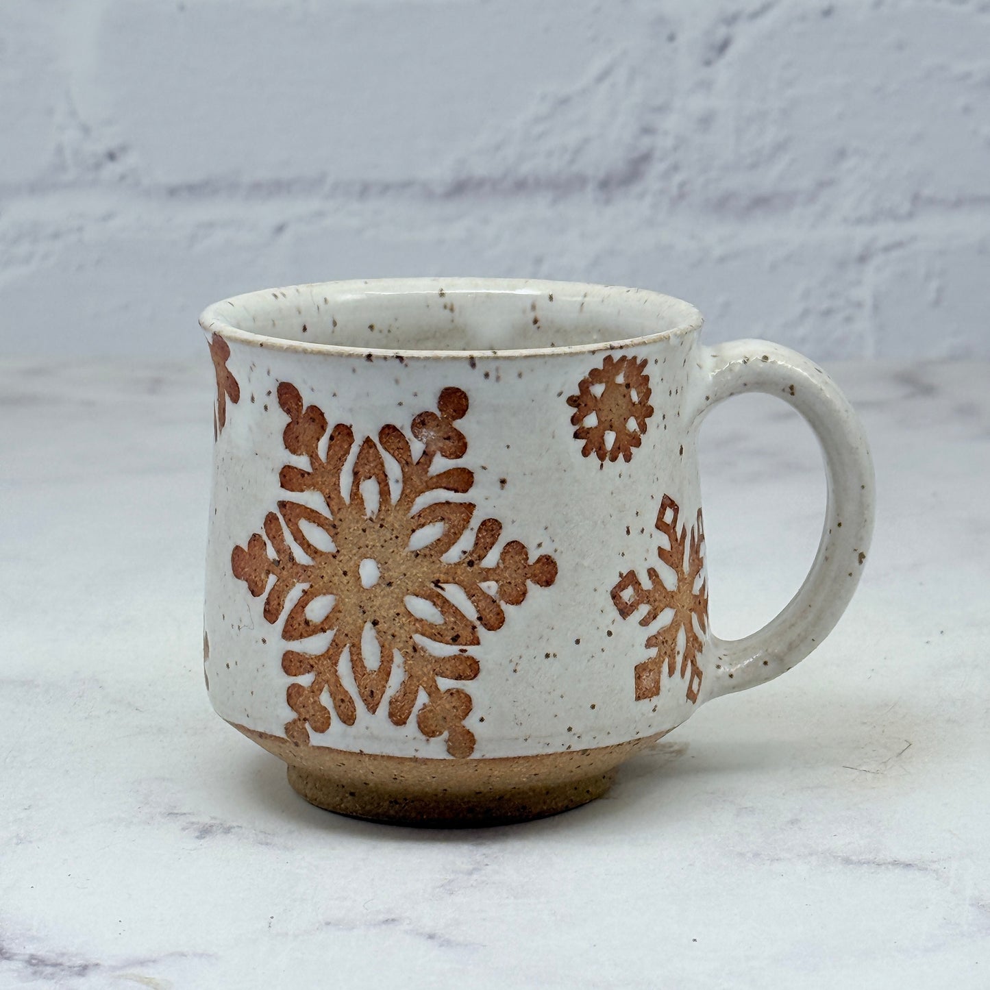 Speckled White with Snowflakes Teacup 3
