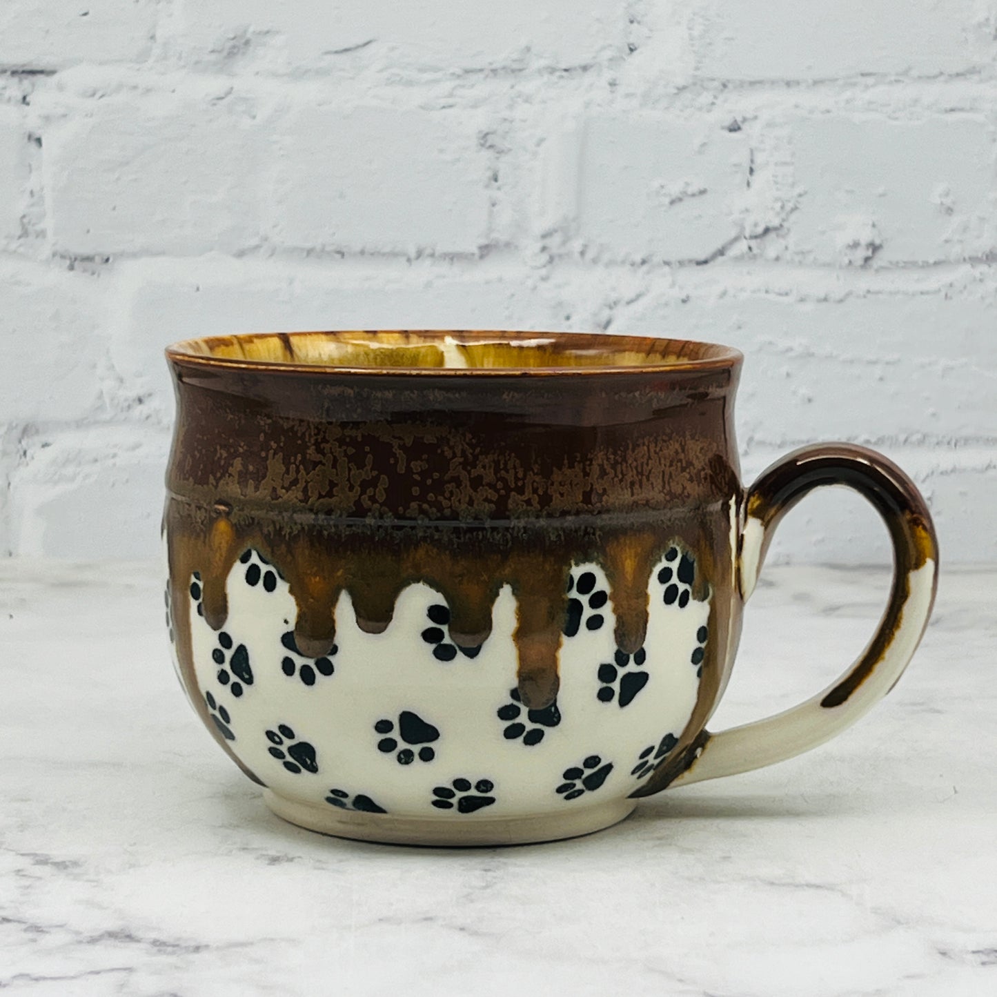 Copper with Black Paw Prints Cafe Mug