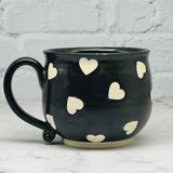 Black with Hearts Cafe Mug 1