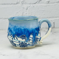 Blue Snowflakes Marbled Teacup 2