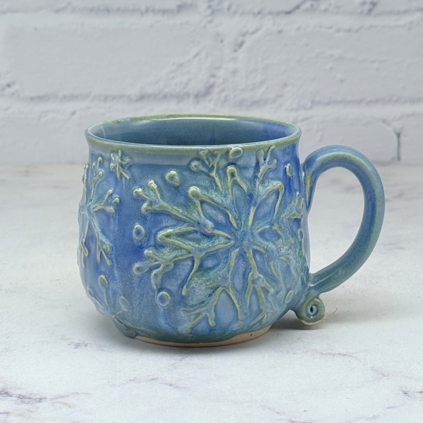 Light Blue with Raised Snowflakes Teacup