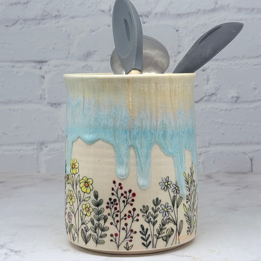 Light Blue with Wildflowers Container