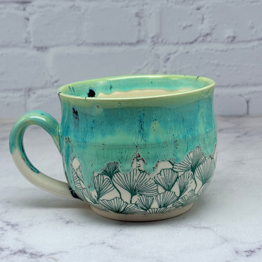 Green with Gingko Cafe Mug 2