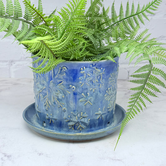 Light Blue with Raised Snowflakes Planter 1