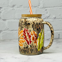 Cream with Fall Leaves Straw Mug