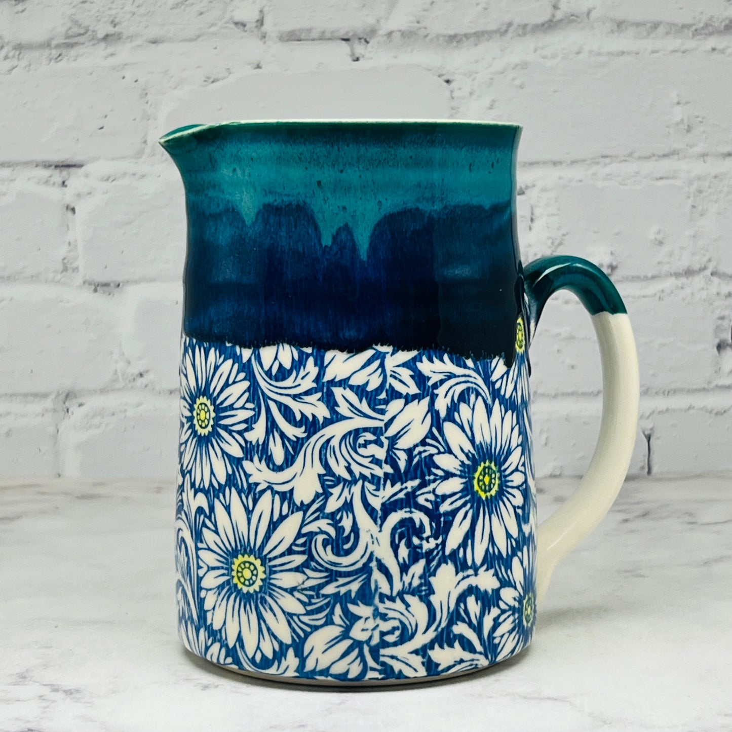 Blue with Floral Design Pitcher