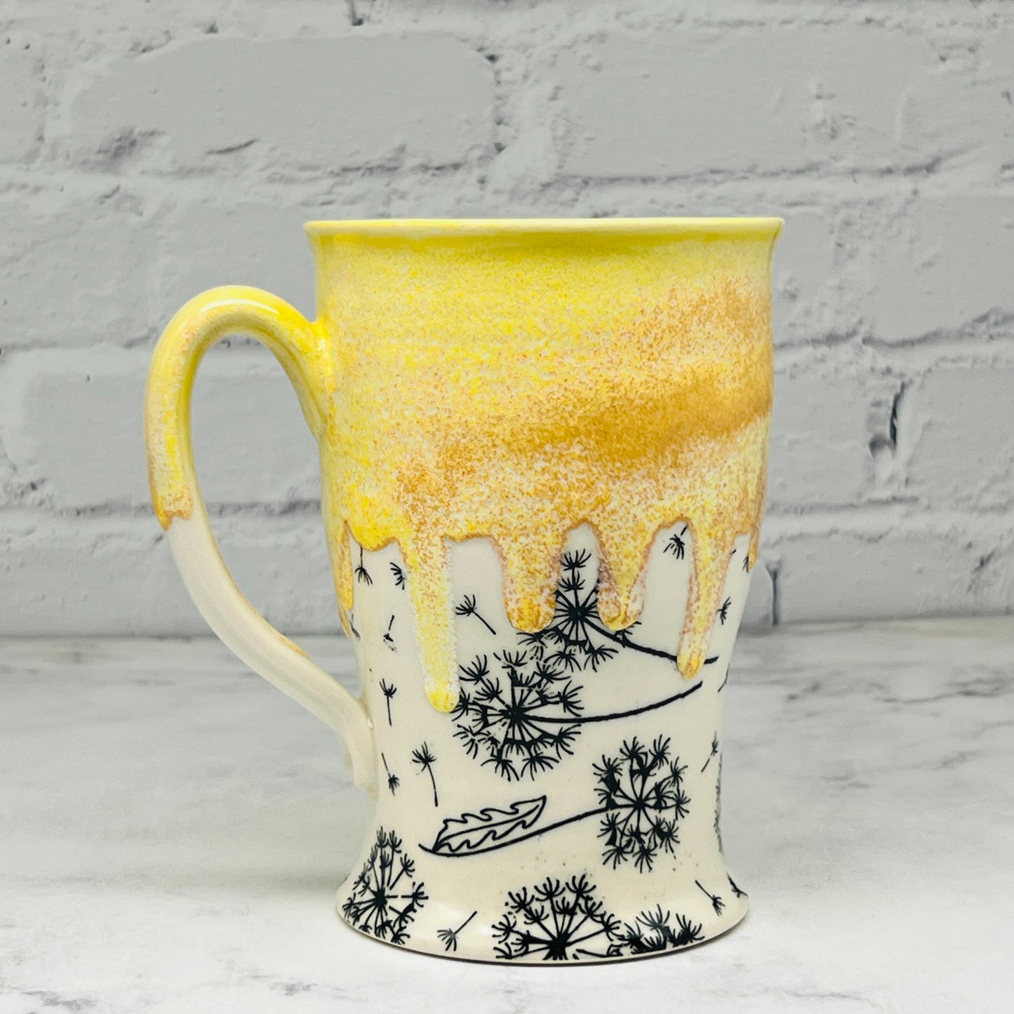 Yellow with Dandelion Tall Mug 1