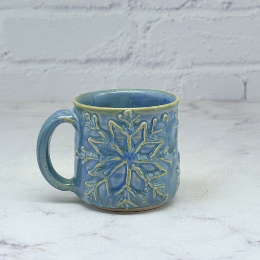 Light Blue with Raised Snowflakes Espresso Mug 2