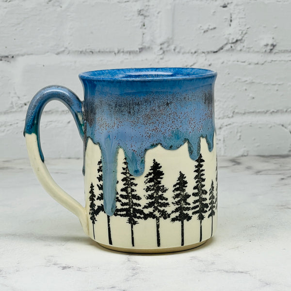 Blue with Pine Trees Mug 1