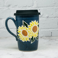 Blue with Sunflowers Travel Mug 1