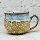 Light Blue with White Snowflakes Cafe Mug 4