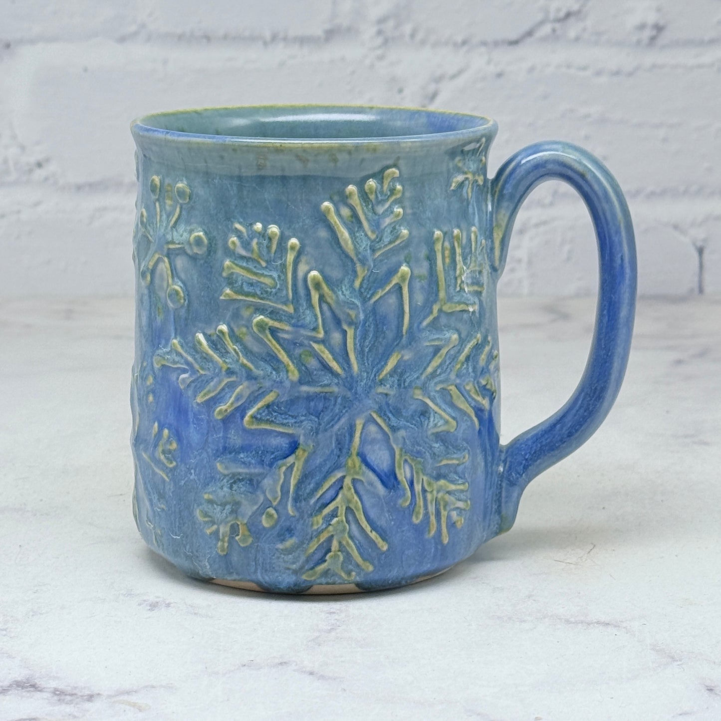 Light Blue with Raised Snowflakes Mug 3