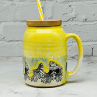 Yellow with Sunflowers Straw Mug