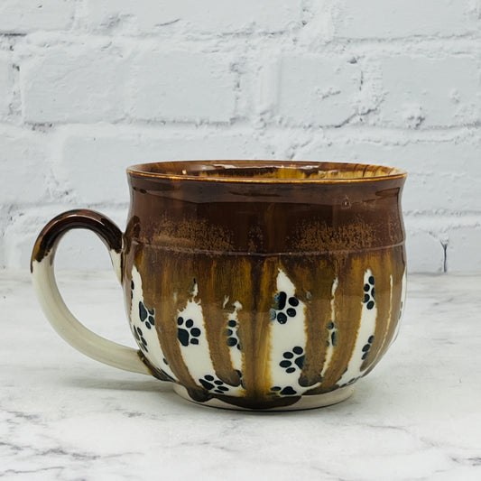 Copper with Black Paw Prints Cafe Mug