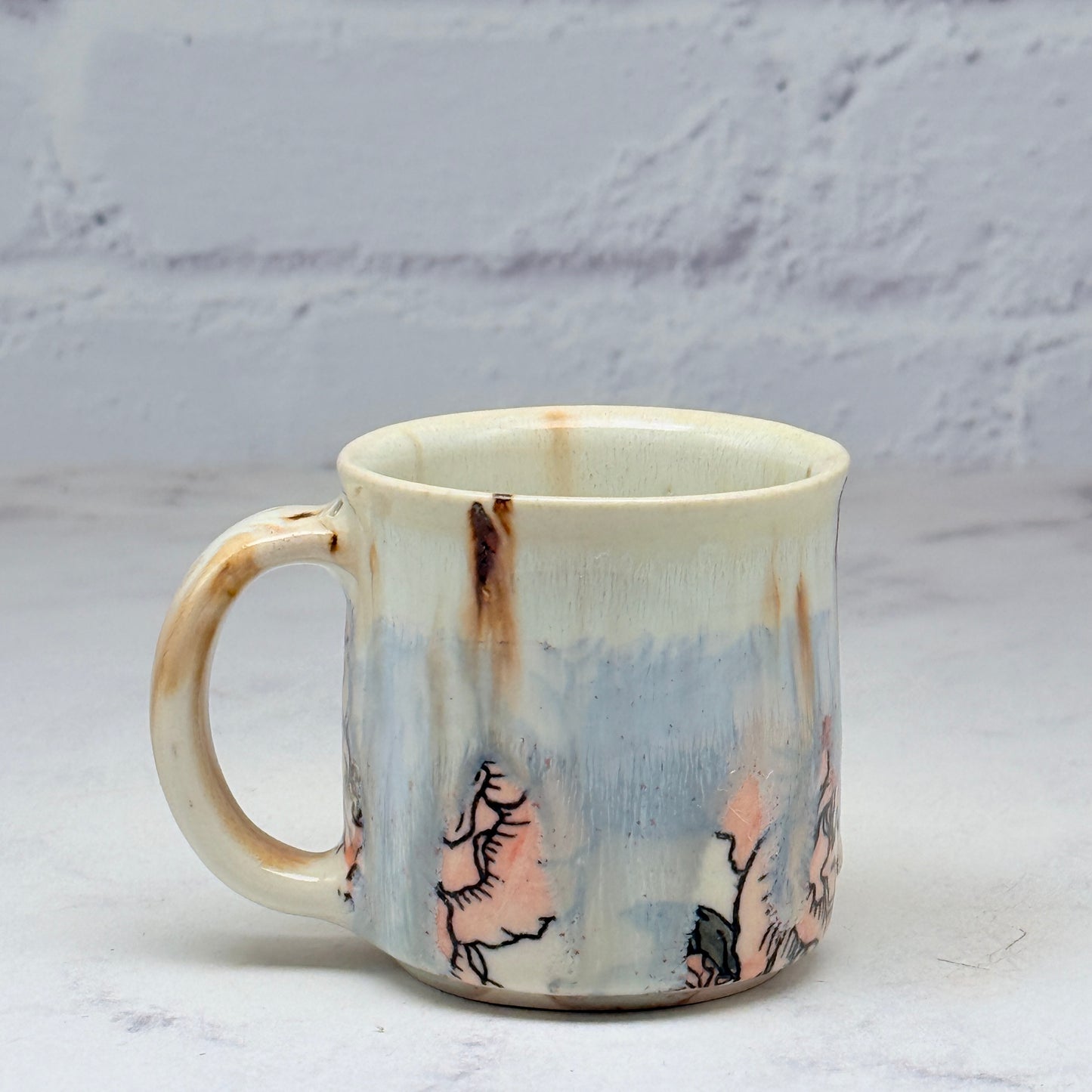 Cream with Pink Peonies Espresso Mug