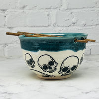 Green with Skulls Chopstick Bowl 1