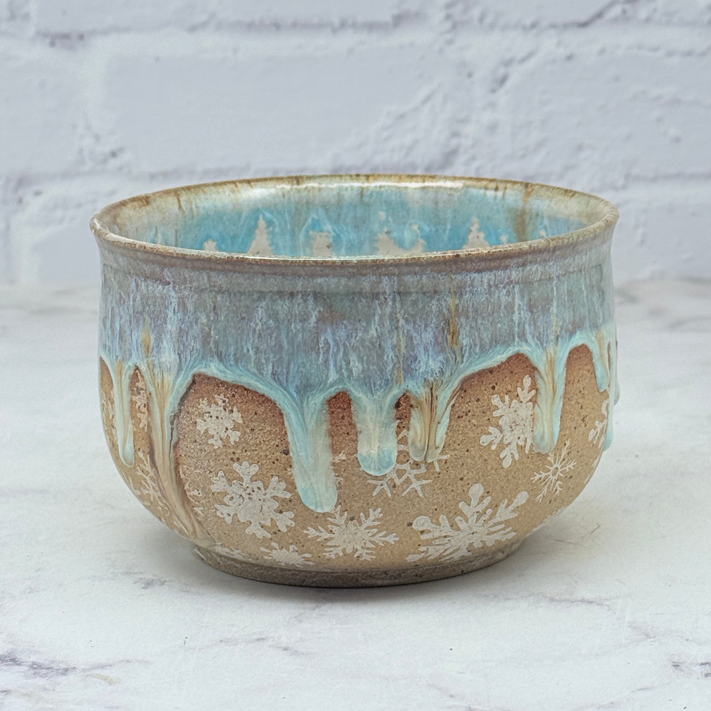Light Blue with White Snowflakes Small Bowl 2