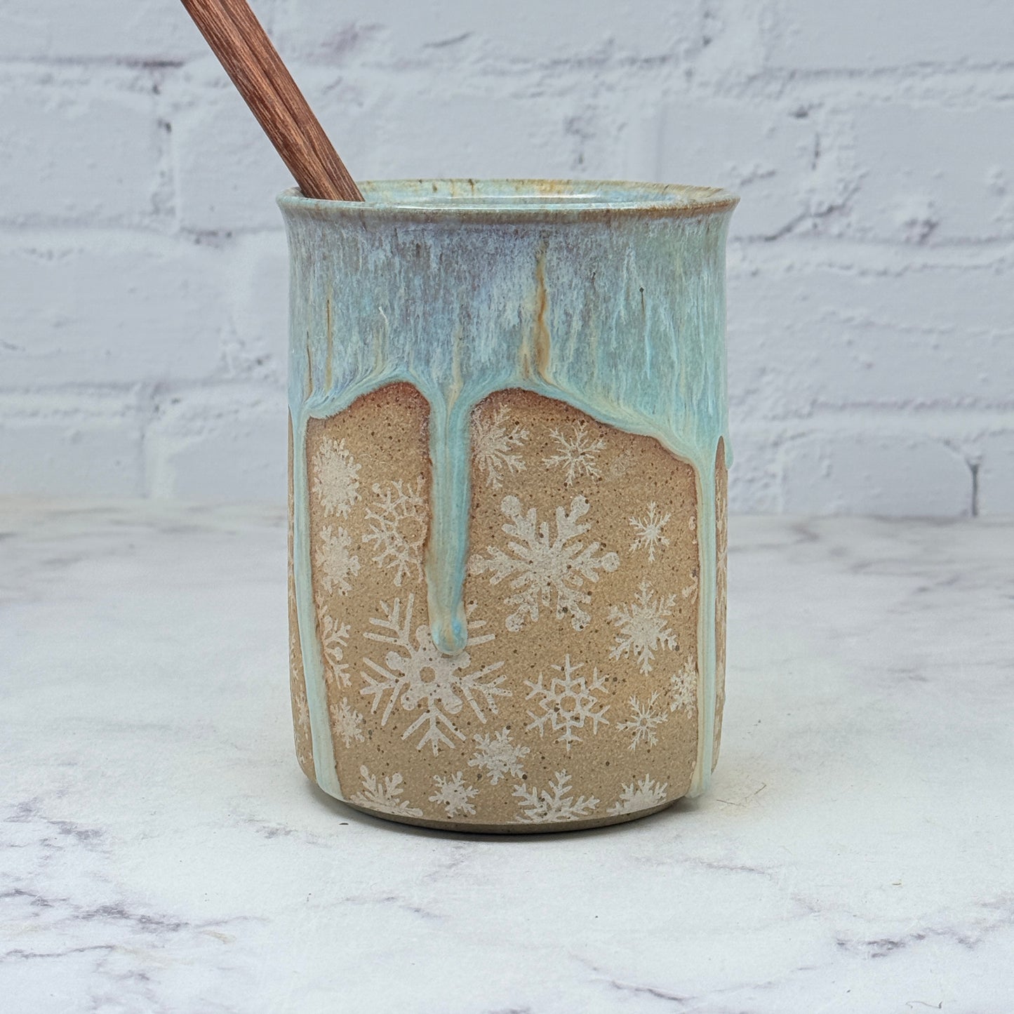 Light Blue with White Snowflakes Vase 2