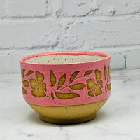 Pink with Flowers Small Bowl