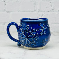 Colbalt Blue Raised Snowflakes Mug 1