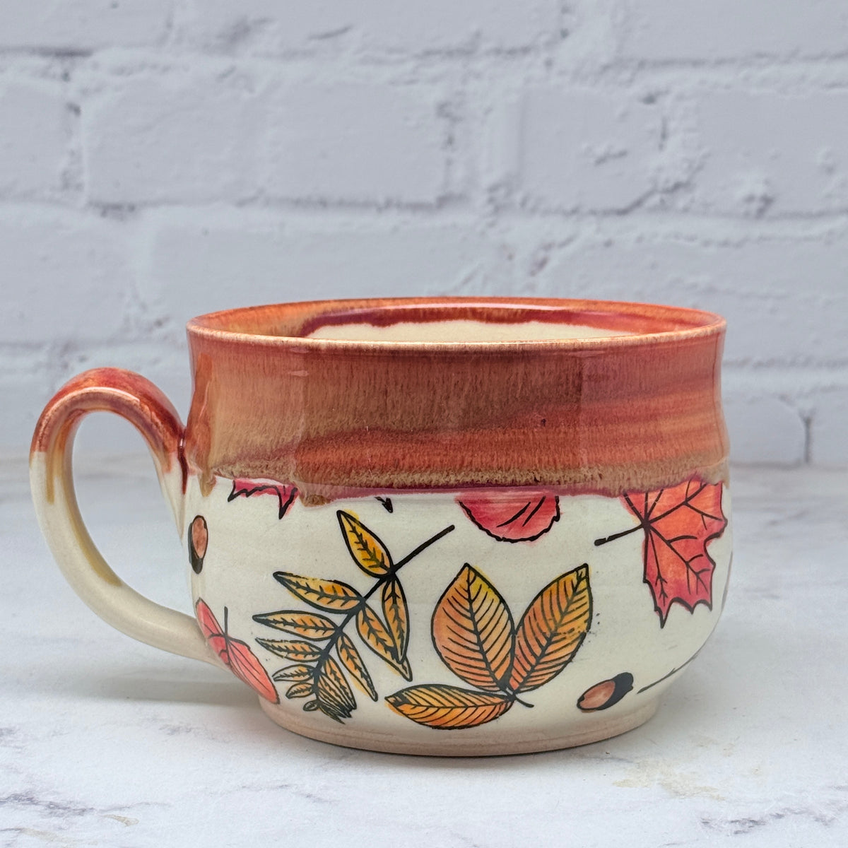 Orange with Leaves Cafe Mug 5