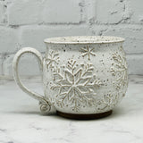 White with Raised Snowflakes Mug 3