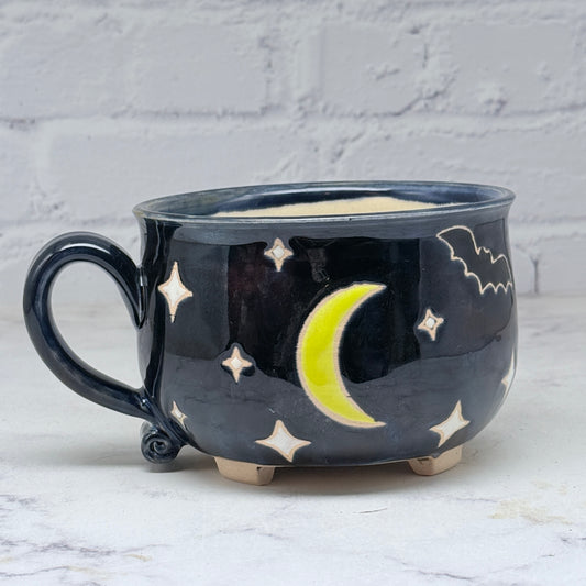 Black with Bats Cauldron Cafe Mug 2