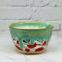 Green with Watermelons Marbled Small Bowl 4