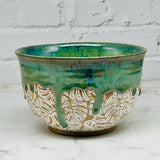 Green with Monstera Leaves Medium Bowl