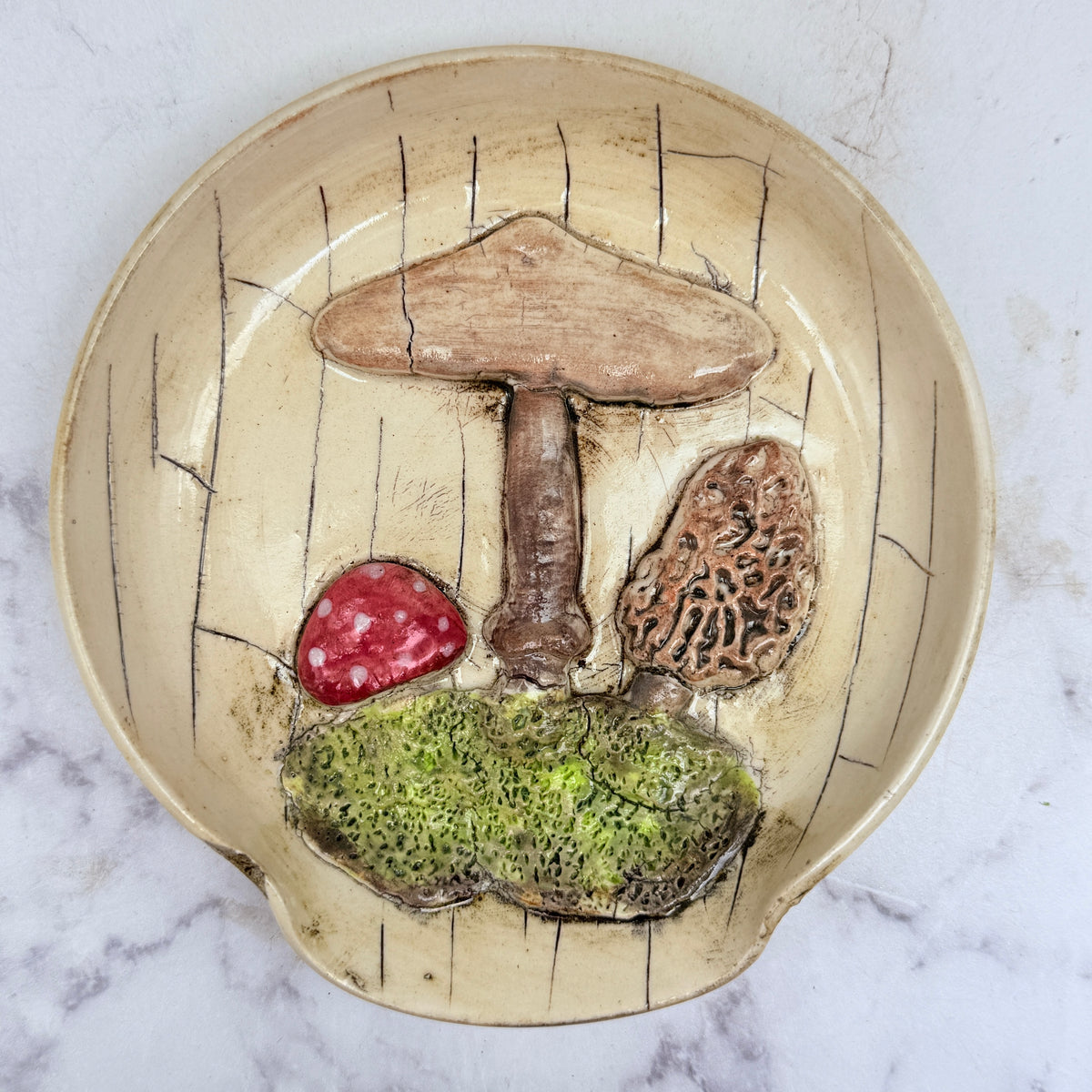 3-D Mushrooms Spoonrest