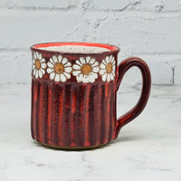 Carved Red with White Daisies Small Mug