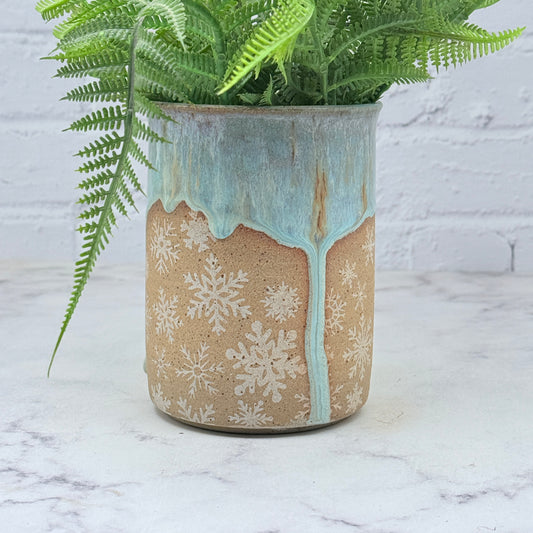 Light Blue with White Snowflakes Vase 2