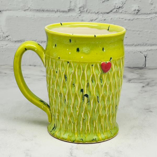 December Preorder Green with Red Heart Mug