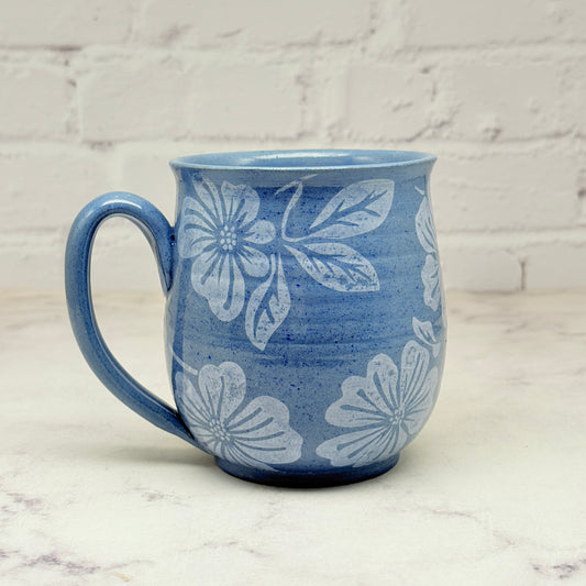 Blue with White Floral Design Mug 2