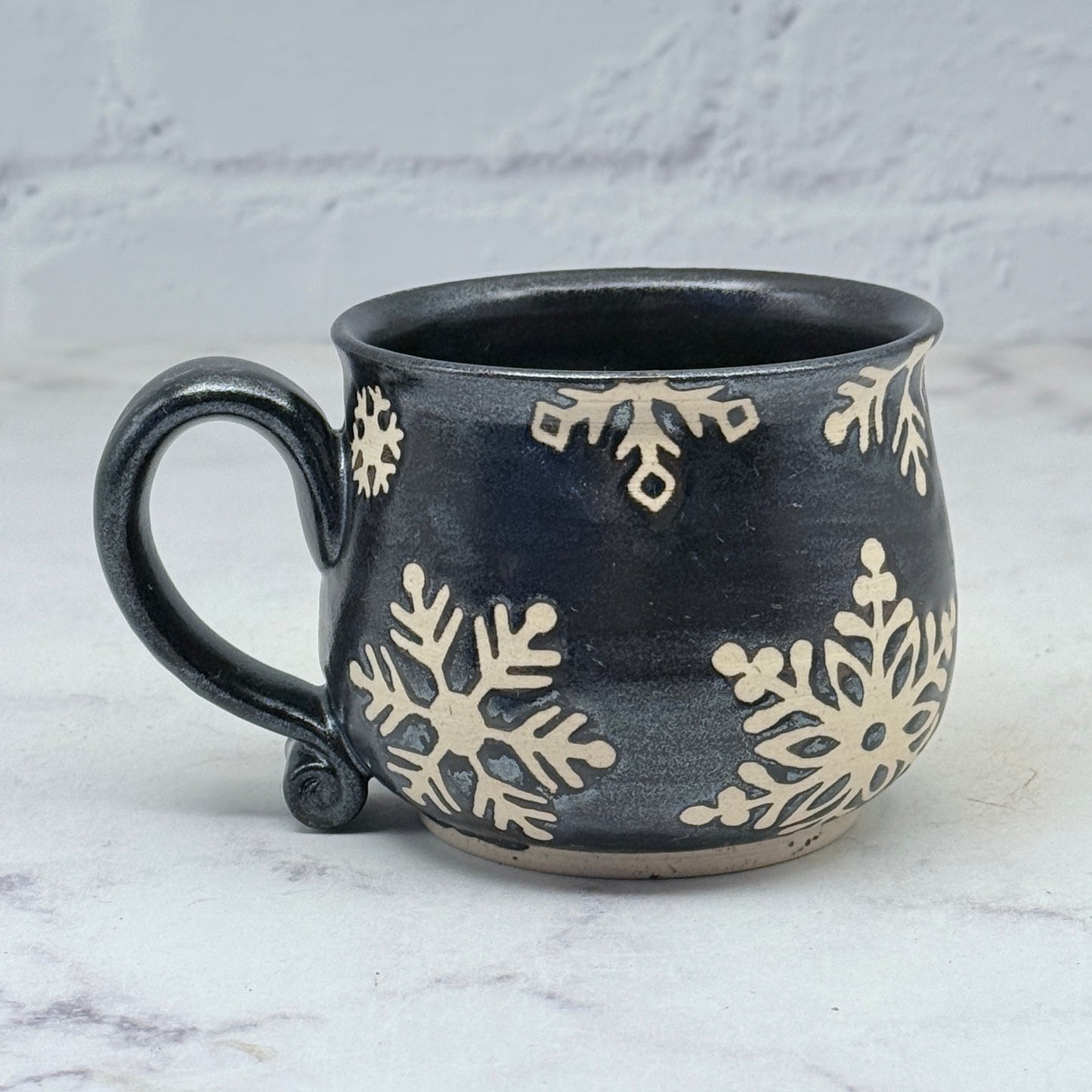 Black with Snowflakes Teacup 1