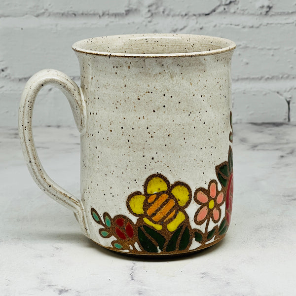 Speckled White Floral Border Mug 2